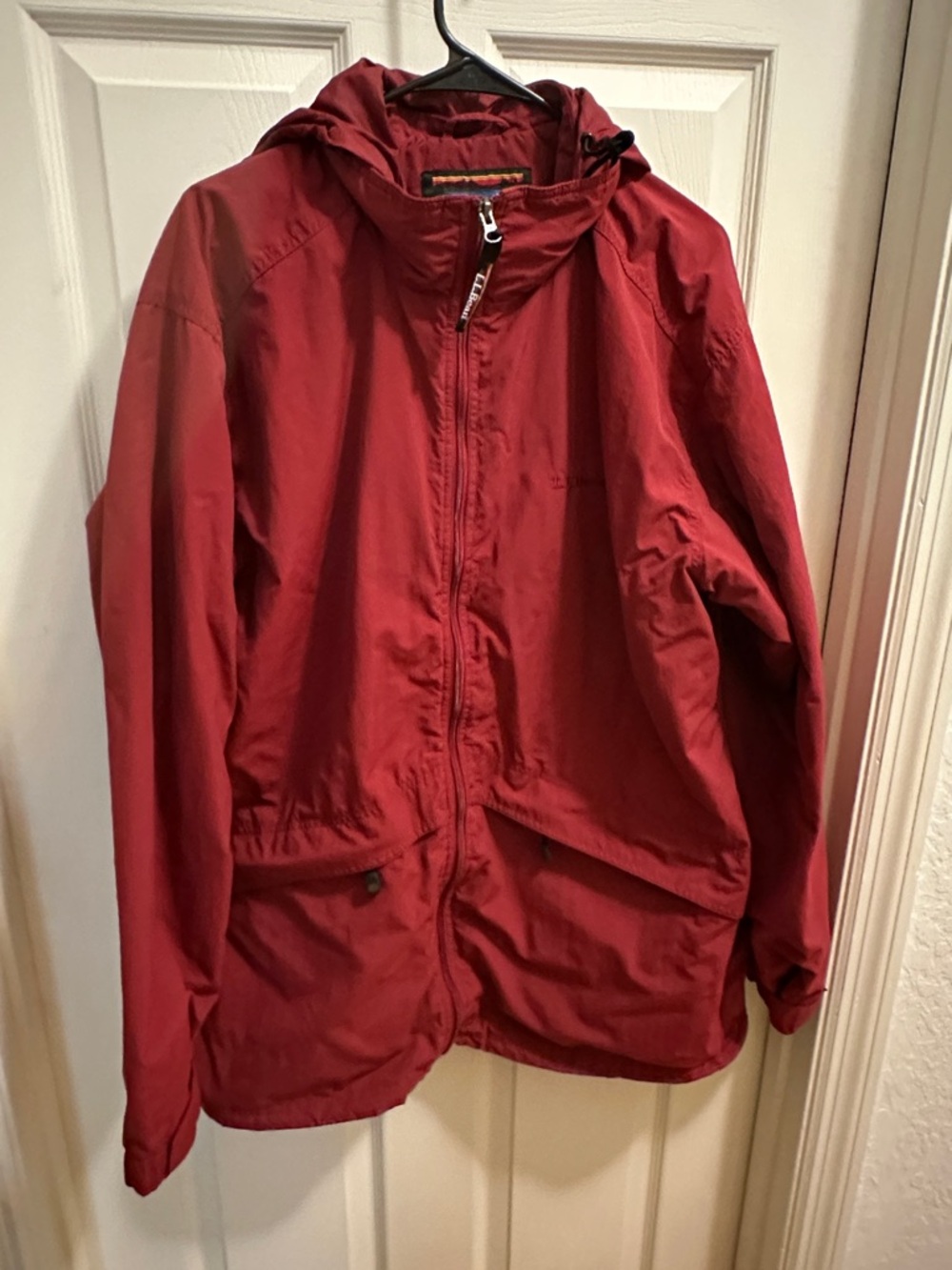 L.L. Bean Red Hooded Raincoat Jacket